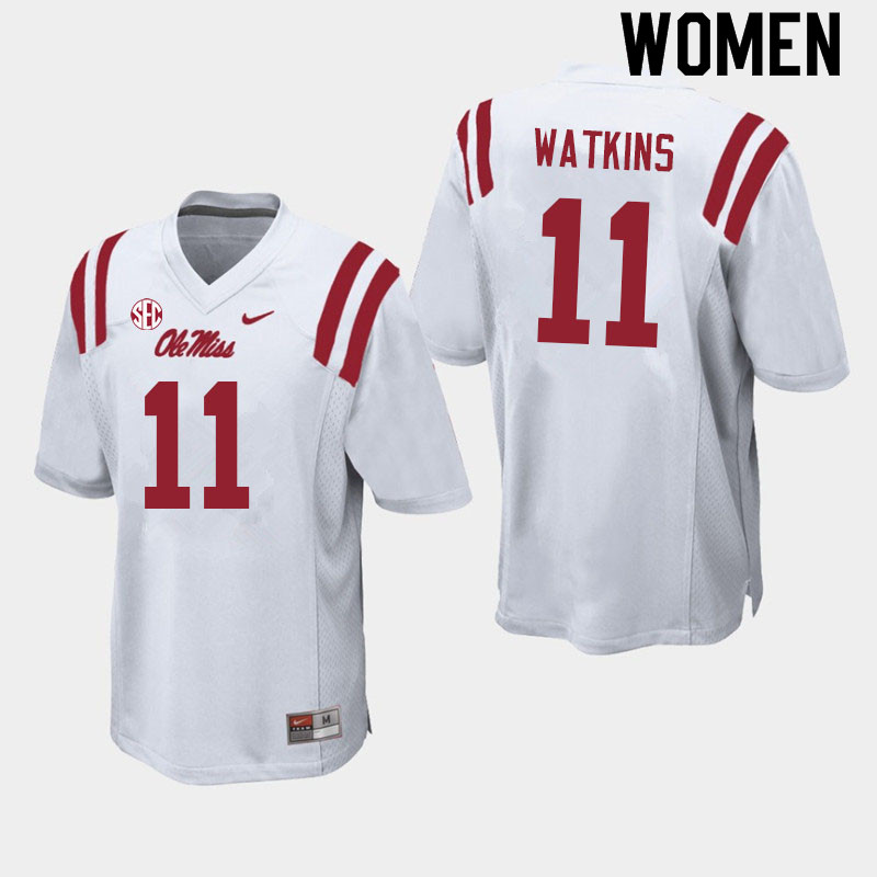 Jordan Watkins Ole Miss Rebels NCAA Women's White #11 Stitched Limited College Football Jersey OLX4258UJ